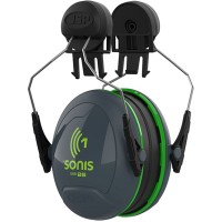 JSP Sonis®1 Helmet Mounted Dark Gry Cup/Ex-Vis Grn Plate Ear Defenders - SNR 26