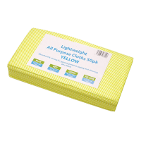 2Work Lightweight All Purpose Cloth 600x300mm Yellow (Pack of 50) CPD30025