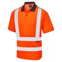 Leo Croyde Orange ISO 20471 Class 2 Comfort Polo Shirt