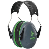 JSP Sonis®1 Over Moulded Headband Dark Gry Cup/Ex-Vis Grn Plate