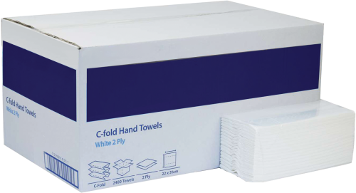 Premium 2-Ply White C-Fold Hand Towels 15x160 sheets (Pack of 2400)