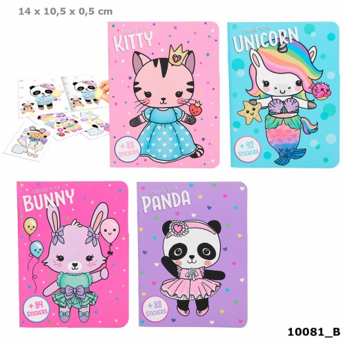 Dress Up Your Kitty, Panda, Unicorn, Bunny Colouring Book