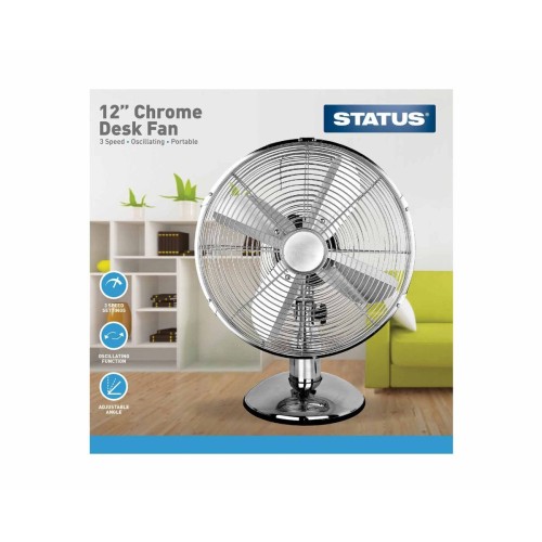 Status Oscillating Desk Fan 12inch Chrome 1223041007