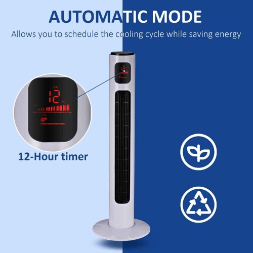 Homcom Oscillating Tower Air Fan 38 inch White 1223100034