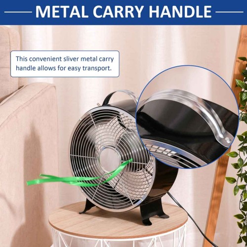 Homcom Portable Desktop Metal Fan 26cm Black 1223100038