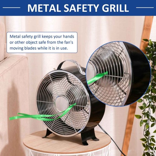 Homcom Portable Desktop Metal Fan 26cm Black 1223100038