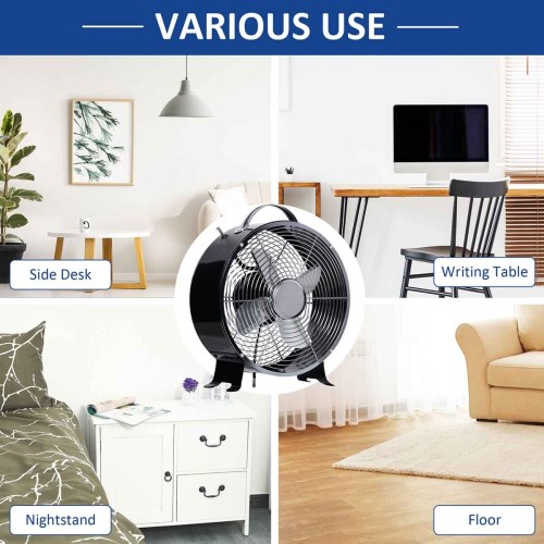 Homcom Portable Desktop Metal Fan 26cm Black 1223100038