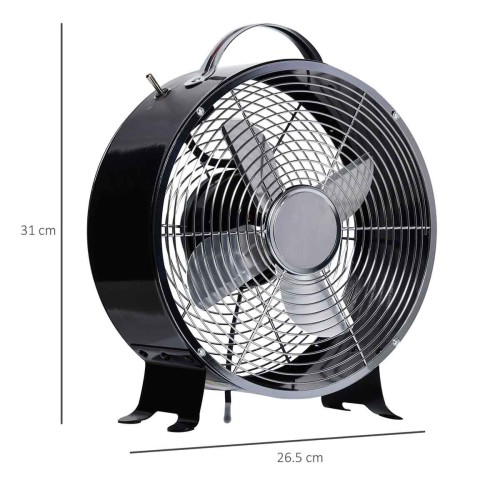 Homcom Portable Desktop Metal Fan 26cm Black 1223100038