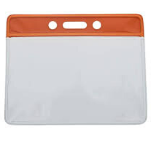 Vinyl Badge Holder with Colour Top - Orange - Landscape - Max Insert 57 x 89mm