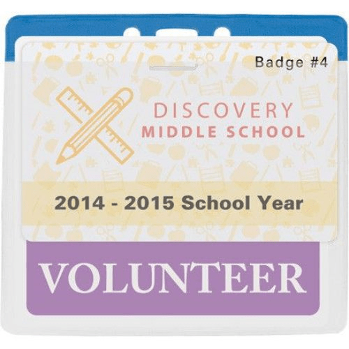 Vinyl Badge Holder with Colour Top - Blue - Landscape - Max Insert 92 x 111mm