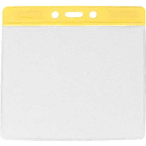 Vinyl Badge Holder with Colour Top - Yellow - Landscape - Max Insert 92 x 111mm