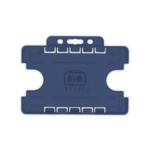 Dark Blue Dual-Sided BIOBADGE Open Faced ID Card Holders - Landscape (Pack of 100)