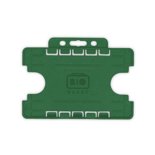 Dark Green Dual-Sided BIOBADGE Open Faced ID Card Holders - Landscape (Pack of 100)