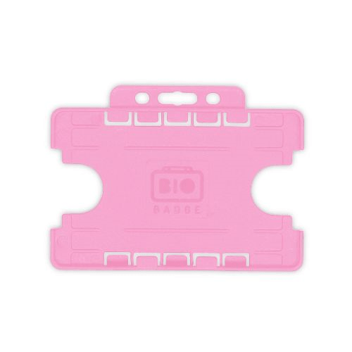 Pink Dual-Sided BIOBADGE Open Faced ID Card Holders - Landscape (Pack of 100)