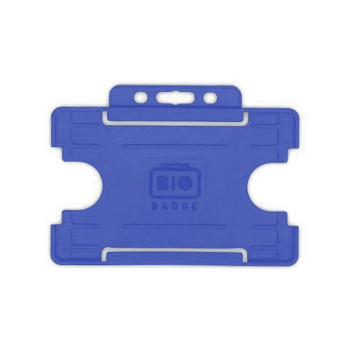 Mid Blue Single-Sided BIOBADGE Open Faced ID Card Holders - Landscape (Pack of 100)