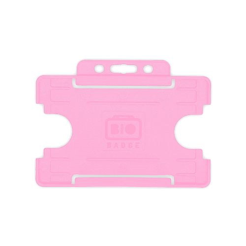 Pink Single-Sided BIOBADGE Open Faced ID Card Holders - Landscape (Pack of 100)