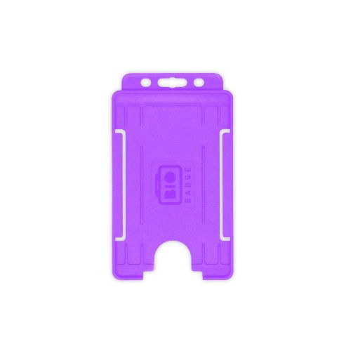 Purple Single-Sided BIOBADGE Open Faced ID Card Holders - Portrait (Pack of 100)