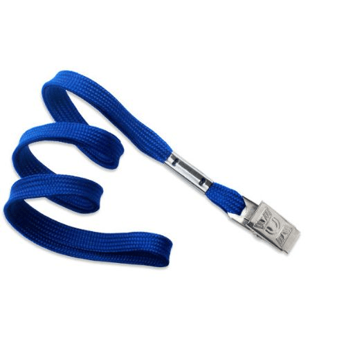 Royal Blue 10 mm Classic Flat Non-Breakaway Lanyard with Bull Dog Clip