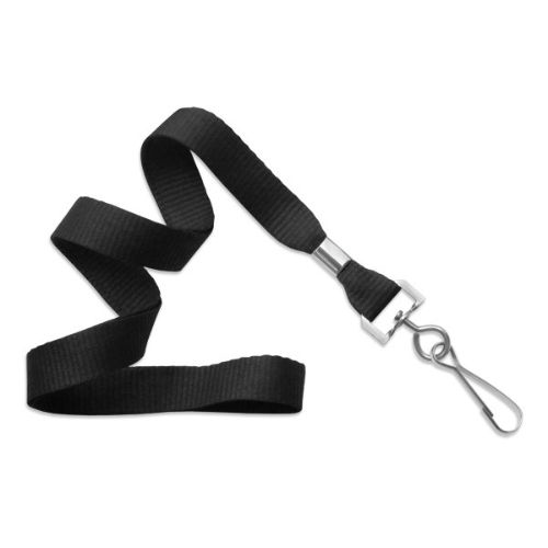 Black 16 mm MicroWeave Non-Breakaway Lanyard with Metal Swivel Hook
