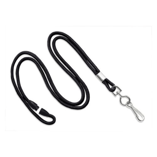 Black 3 mm Classic Round Breakaway Lanyard with Metal Swivel Hook