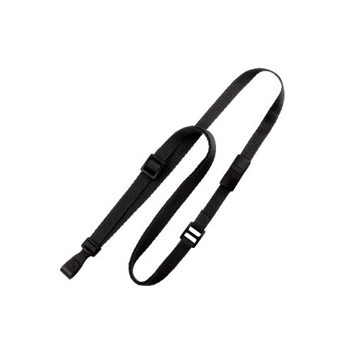 Non Classic Lanyard Black 10 mm Adjustable with Belt-Type Slide Black No-Twist Plastic Hook