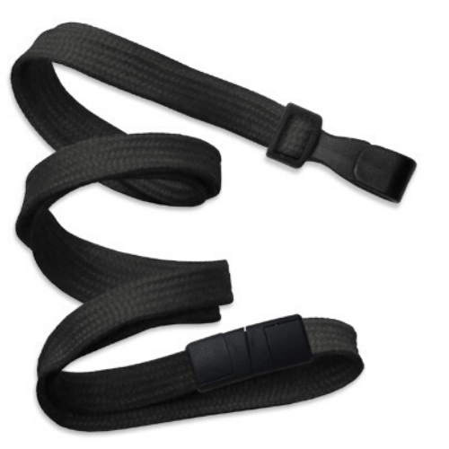 10mm Classic Flat Breakaway Lanyards Wide Plastic No-Twist Hook - Black