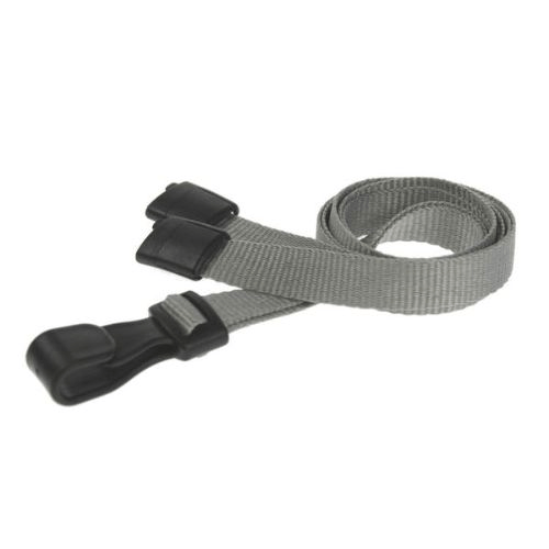 Grey Lanyards with Breakaway and Plastic J Clip - Pack of 100