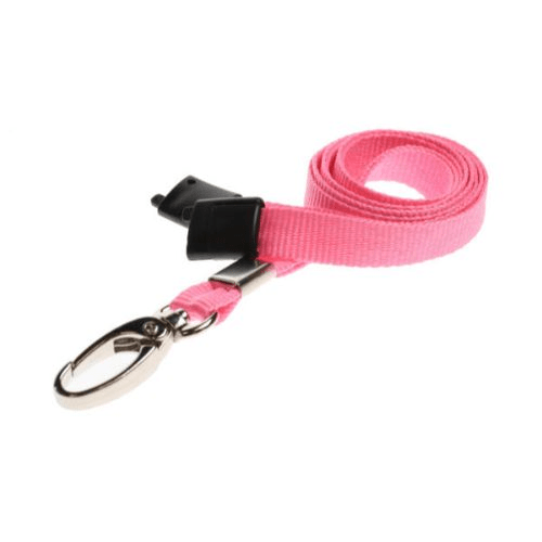 Pink Lanyards with Breakaway and Metal Lobster Clip - Pack of 100