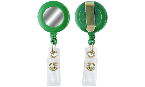 Round Badge-Reel with Silver Sticker- Green