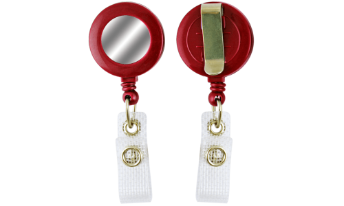 Round Badge-Reel with Silver Sticker- Red