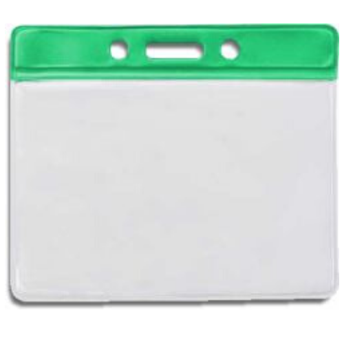 Vinyl Badge Holder with Colour Top - Green - Landscape - Max Insert 57 x 89mm