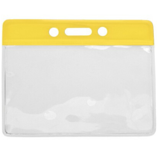 Vinyl Badge Holder with Colour Top - Yellow - Landscape - Max Insert 57 x 89mm