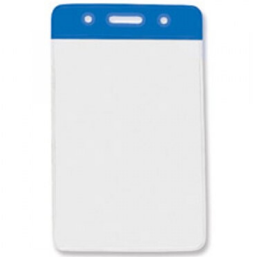 Vinyl Badge Holder with Colour Top - Blue - Portrait - Max Insert 86 x 59mm