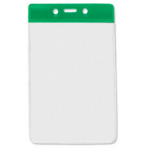 Vinyl Badge Holder with Colour Top - Green - Portrait - Max Insert 86 x 59mm