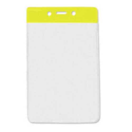 Vinyl Badge Holder with Colour Top - Yellow - Portrait - Max Insert 86 x 59mm