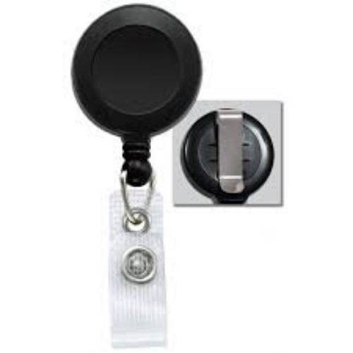 Black Badge Reel with Belt Clip, No Sticker, Reinforced Vinyl Strap