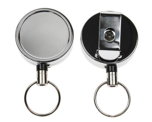 Black/Chrome Heavy Duty Badge Reel with Chain Cord, Key Ring