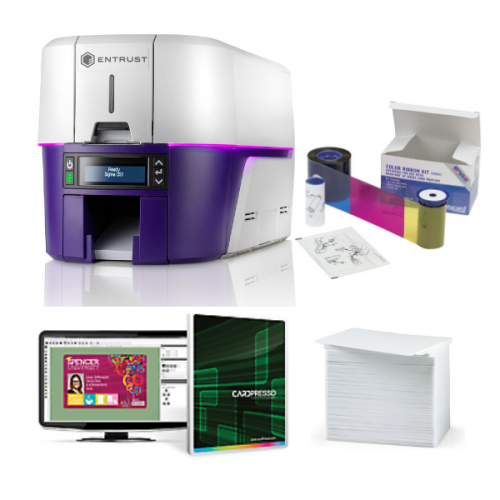 Datacard Sigma DS2 Duplex ID Card Printer Bundle with Colour Ribbon, 100 Blank PVC Cards & Card Design Software
