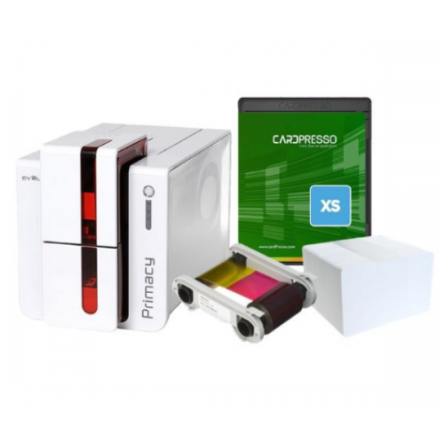 Evolis Primacy GO GREEN Duplex Card Printer Bundle with Printer, Colour Ribbon, 100 Bio Degradable Cards & Lanyards and Card Design Software