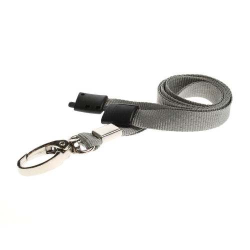 Grey Lanyards with Breakaway and Metal Lobster Clip - Pack of 100