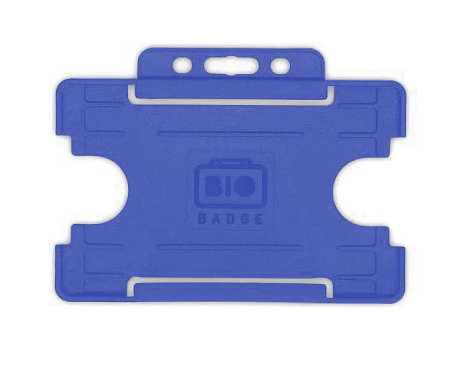 Mid Blue Dual-Sided BIOBADGE Open Faced ID Card Holders - Landscape (Pack of 100)