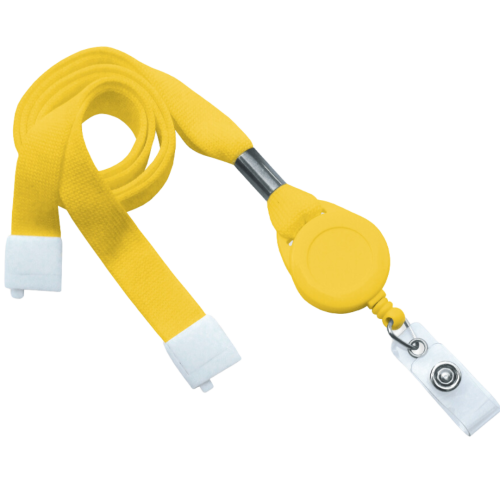 16mm Optiweave Lanyard with Safety Breakaway & Badge Reel - Yellow