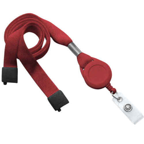 16mm Optiweave Lanyard with Safety Breakaway & Badge Reel - Red