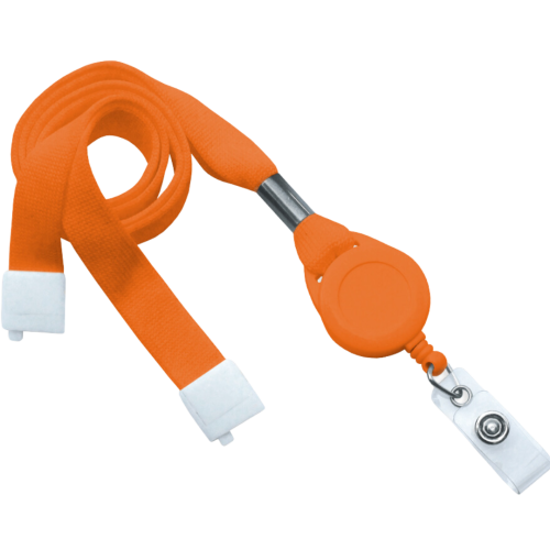 16mm Optiweave Lanyard with Safety Breakaway & Badge Reel - Orange