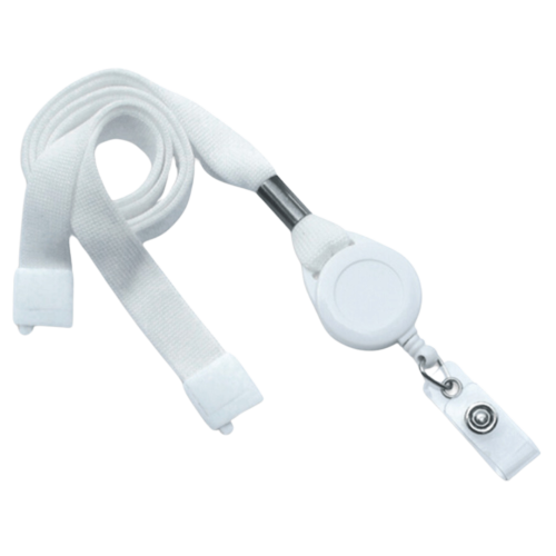 16mm Optiweave Lanyard with Safety Breakaway & Badge Reel - White