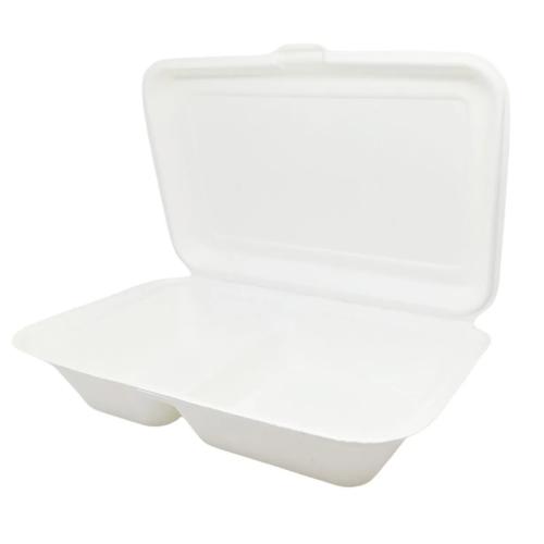2-Compartment Hinged Bagasse Container 9x6" (Pack 250)