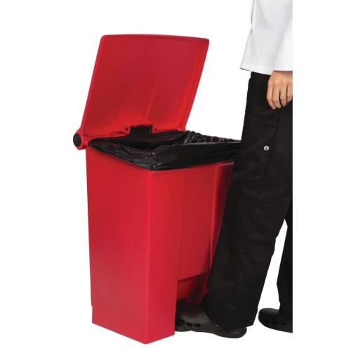 Rubbermaid Step On Pedal Bin Red 68Ltr
