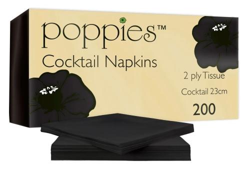 Cocktail Napkins Black 24cm 4000pc