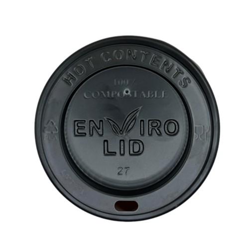 80mm Black CPLA Hot Cup Lids 8oz 100pp