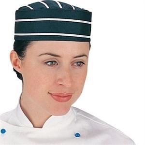 Blue & White Butchers Stripe Chefs Skull Cap